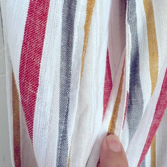 Chelsea and Theodore Linen Blend Draw String Stripped Pants - Picture 3 of 6